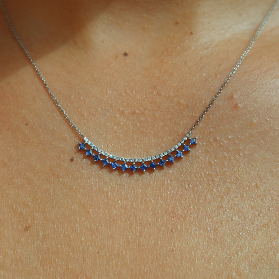 Aurelia Blue Sapphire Diamond Necklace - Psylish