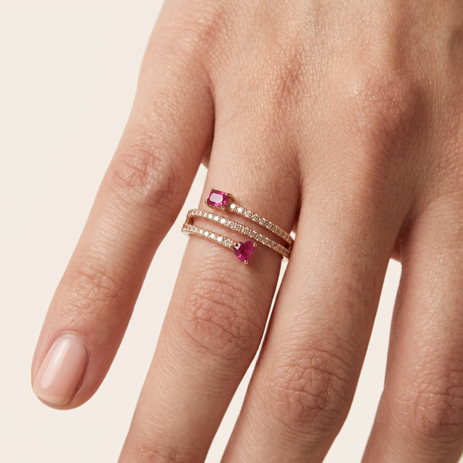 Aviva Ruby Diamond Ring On Hand