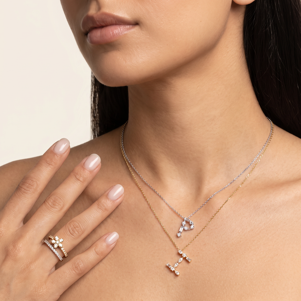 Bold Fancy Shape Diamond Initial Necklace
