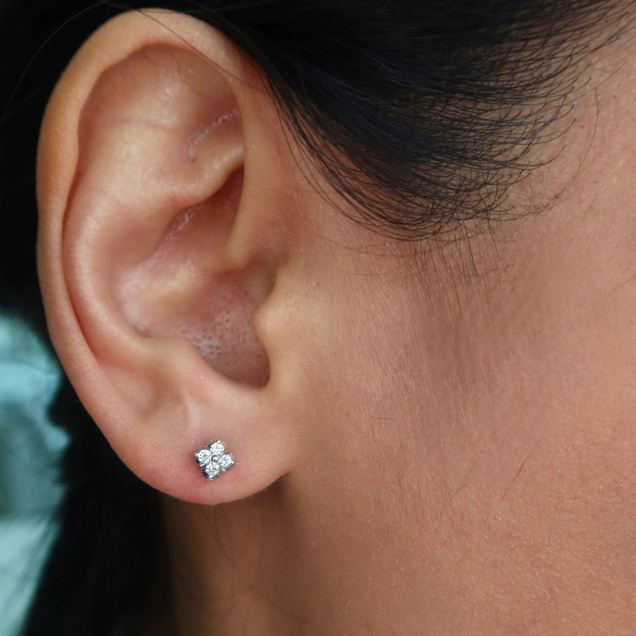 Clover Petite Diamond Studs - Psylish