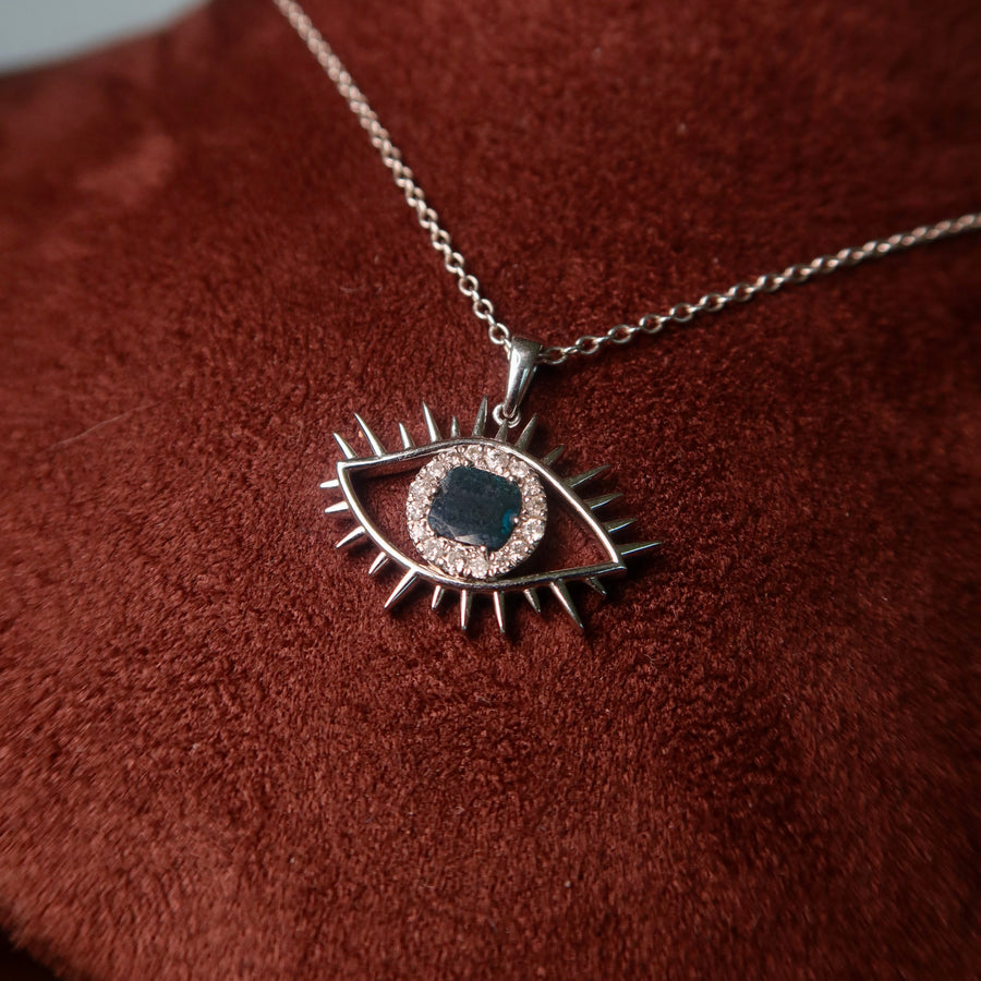 Tichi 'Evil Eye' Blue Slice Diamond Necklace - Psylish