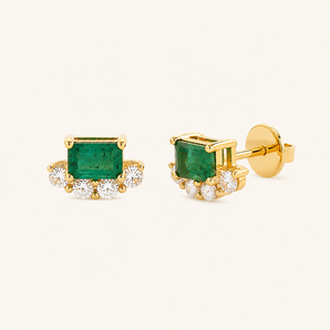 Zambia Emerald Sapphire Studs - Psylish