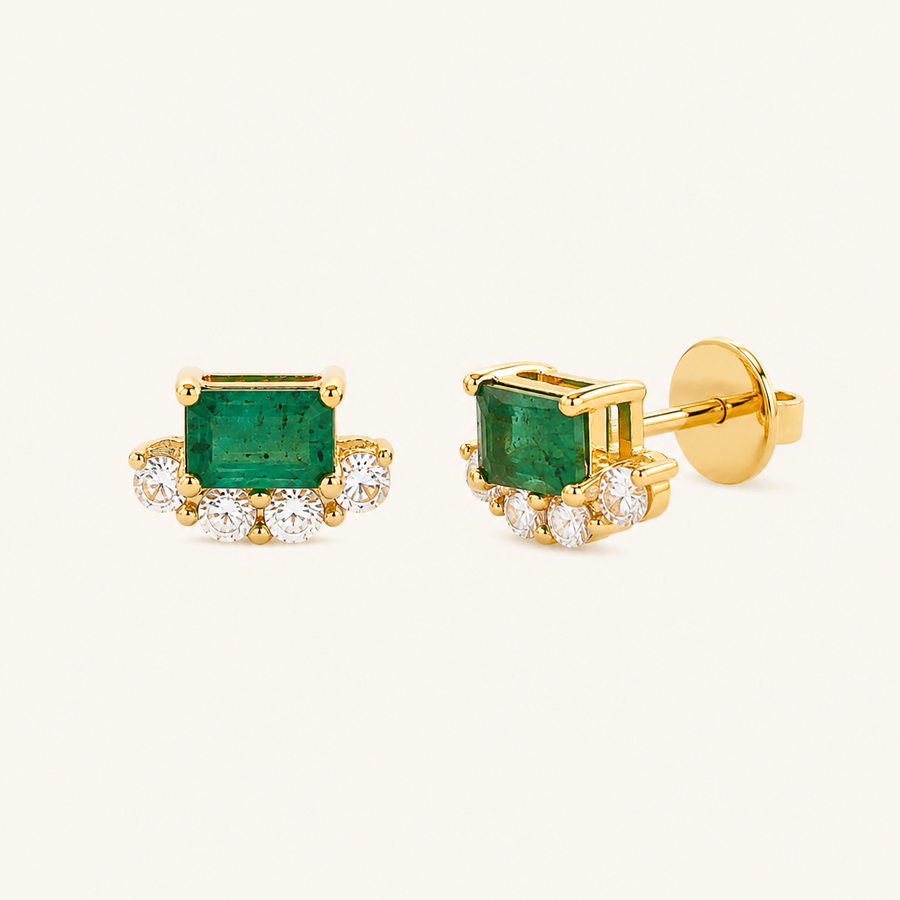 Zambia Emerald Sapphire Studs - Psylish