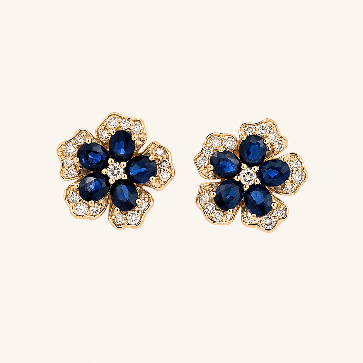 Gia Fleur Blue Sapphire Earrings Studs - Psylish