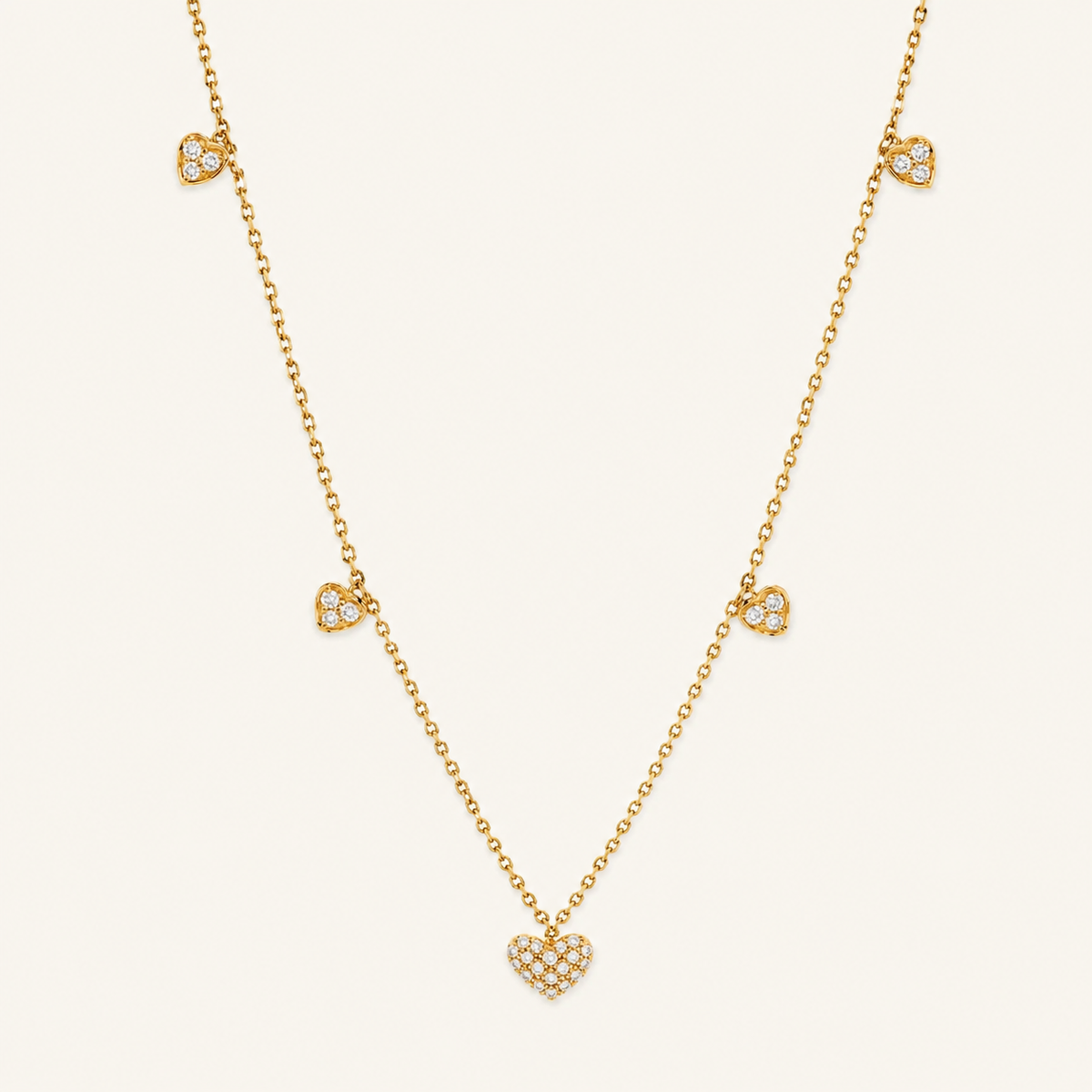 Five Petit Hearts Diamond Necklace - Psylish