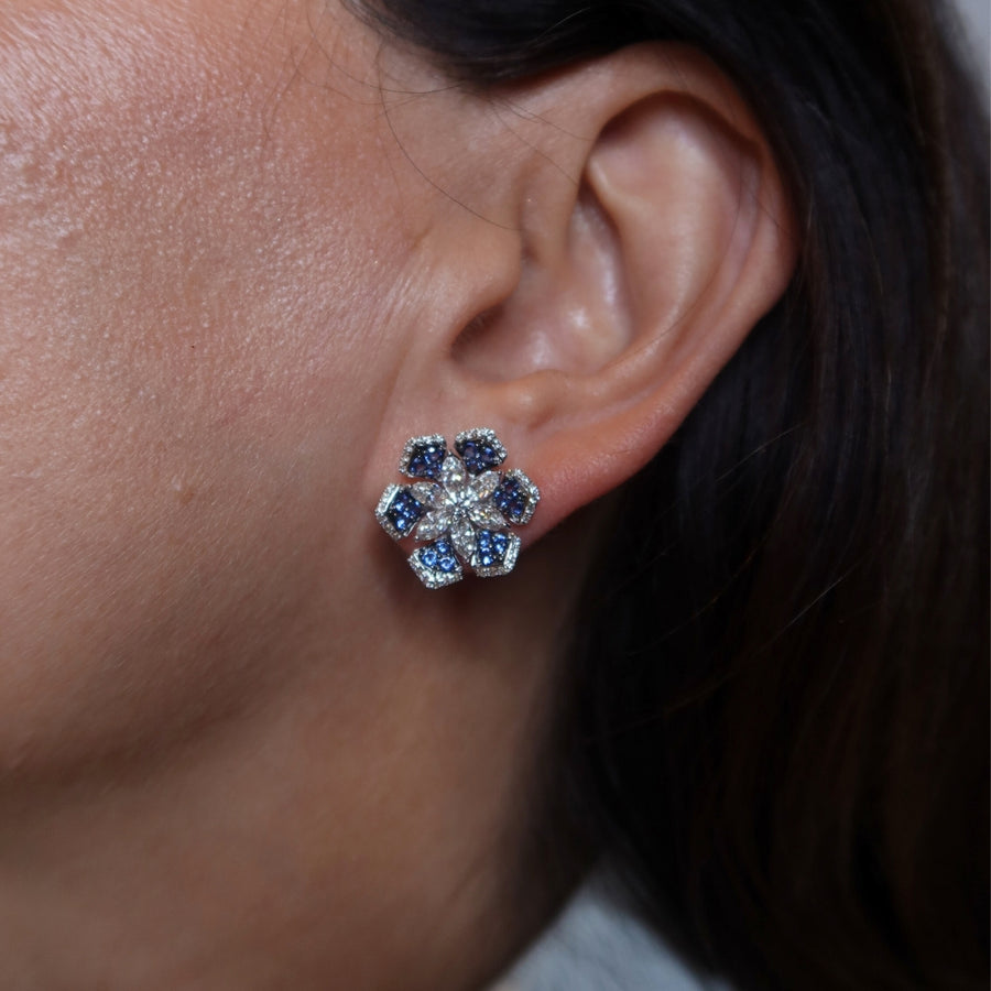 Chloe Blue Sapphire Diamond Earrings - Psylish