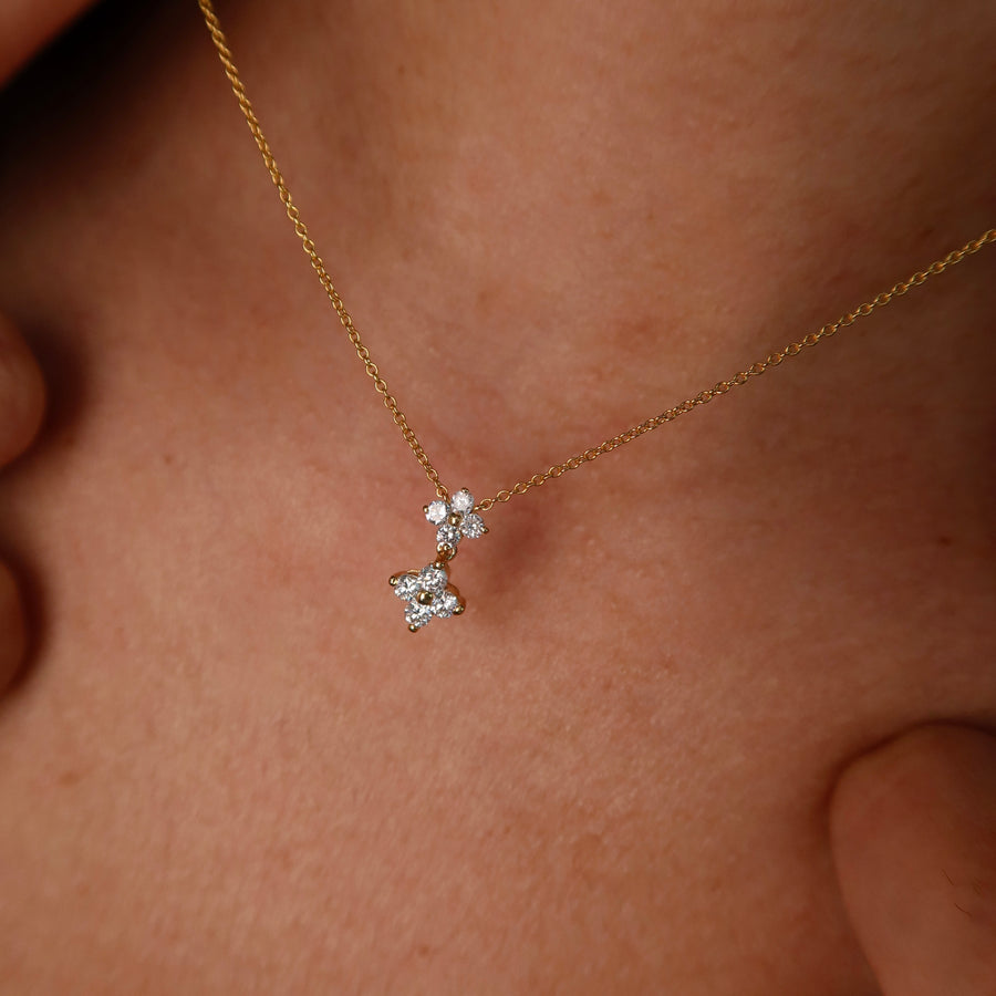 Clover Dangly Diamond Necklace - Psylish