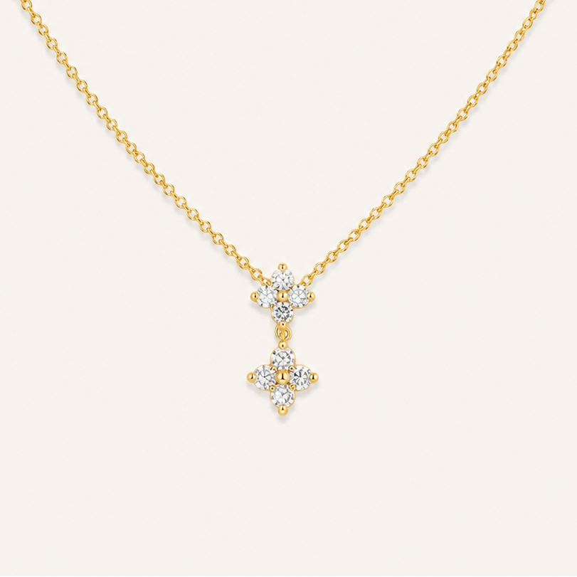 Clover Dangly Diamond Necklace - Psylish
