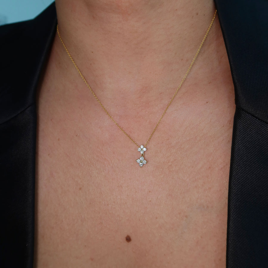 Clover Dangly Diamond Necklace - Psylish