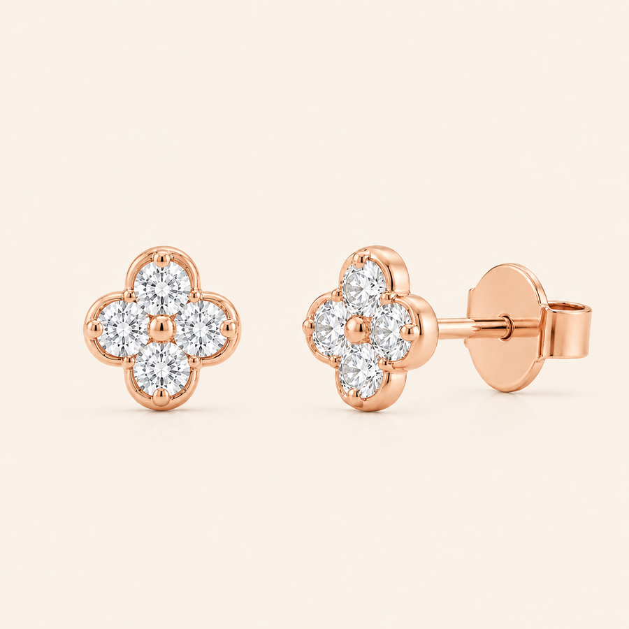 Clover Petite Diamond Studs - Psylish