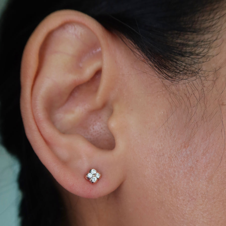 Clover Petite Diamond Studs - Psylish