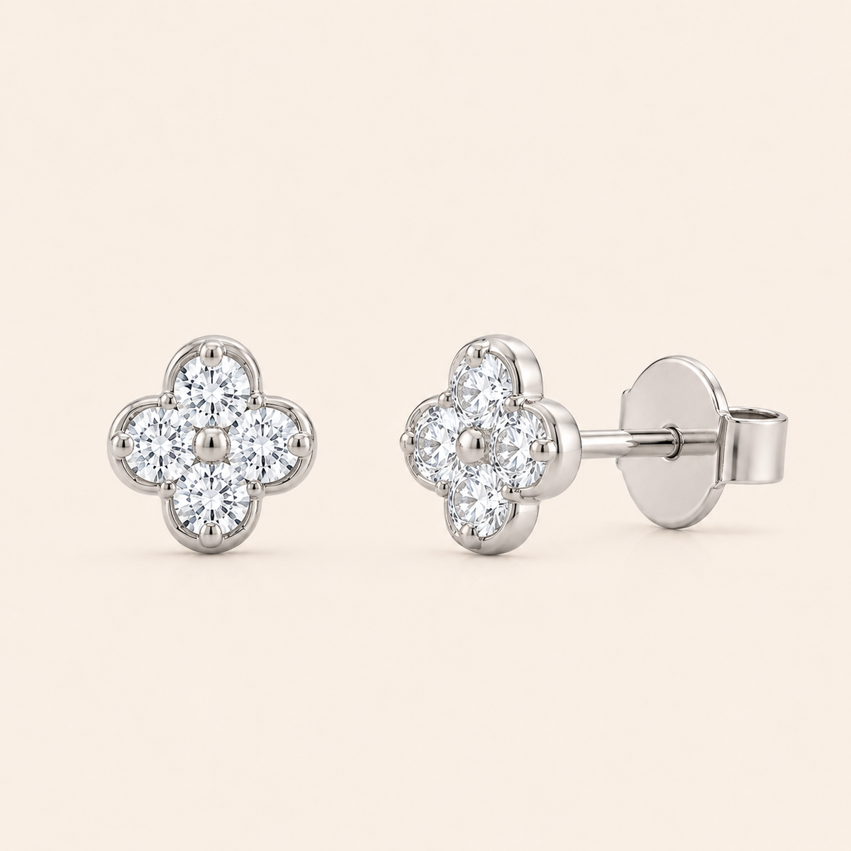 Clover Petite Diamond Studs - Psylish