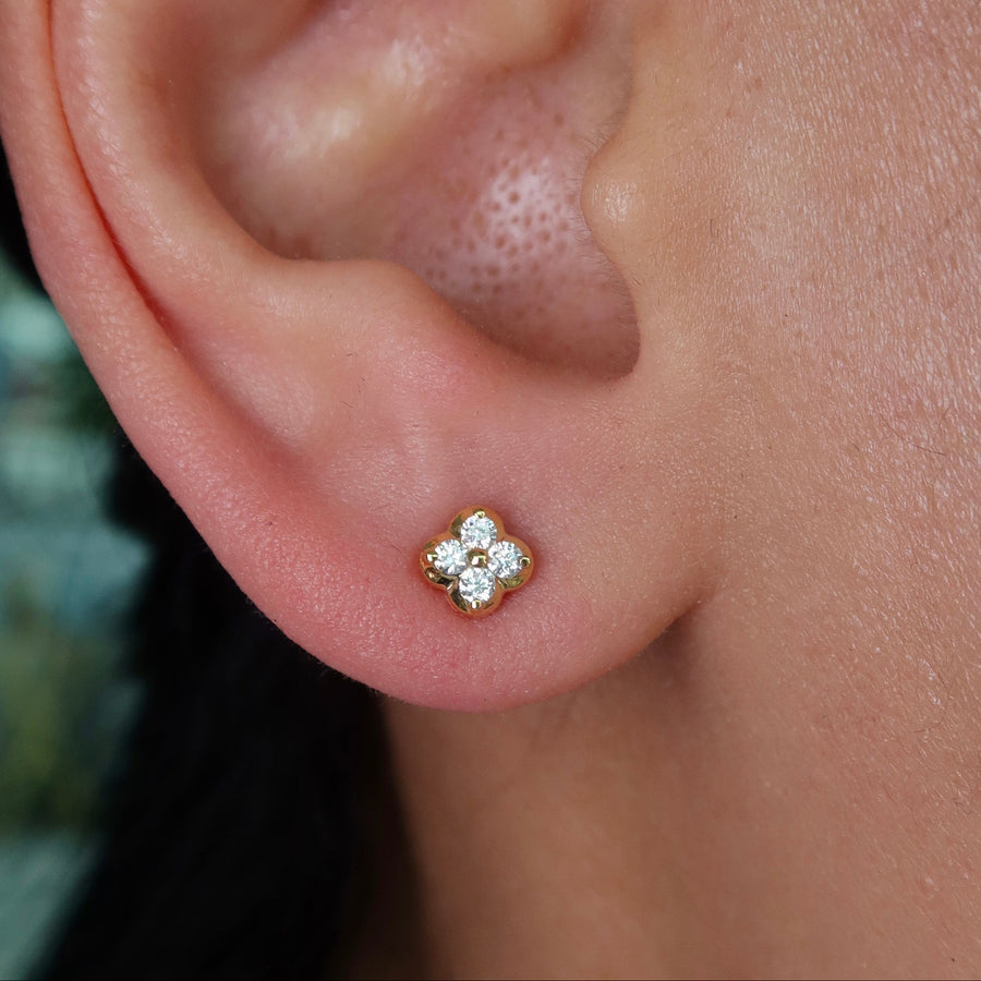 Clover Petite Diamond Studs - Psylish