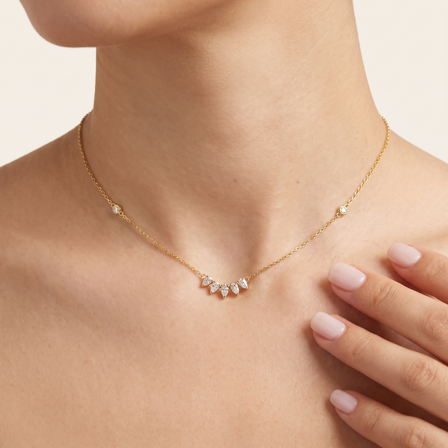 Crane Curve Yellow Gold Diamond Necklace