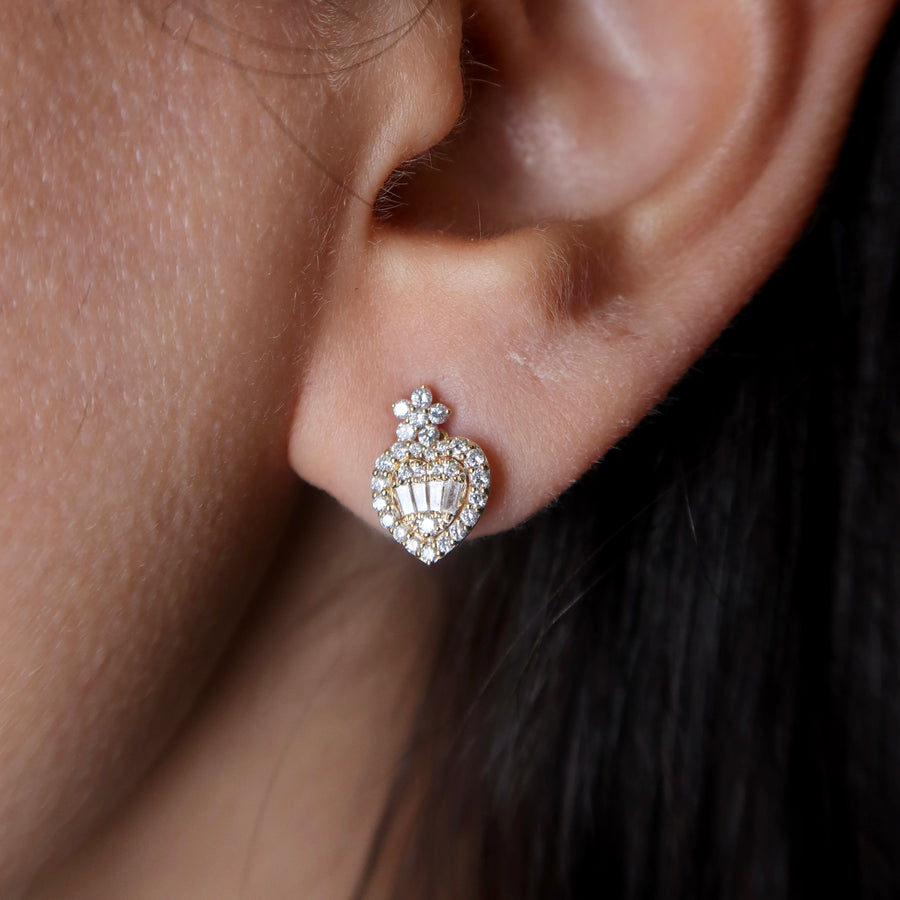Heart Drop Diamond Earrings