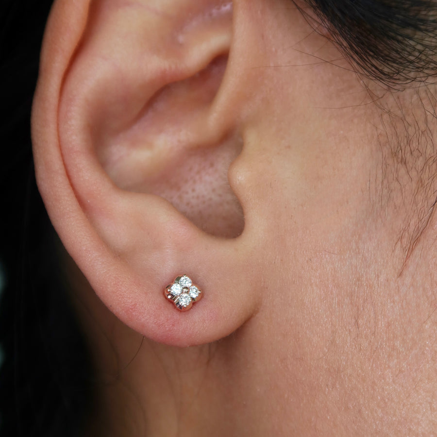 Clover Petite Diamond Studs - Psylish