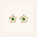 Blossom White Sapphire & Natural Zambian Emerald Studs
