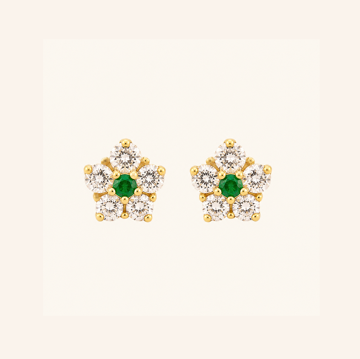 Blossom White Sapphire & Emeralds Studs - Psylish