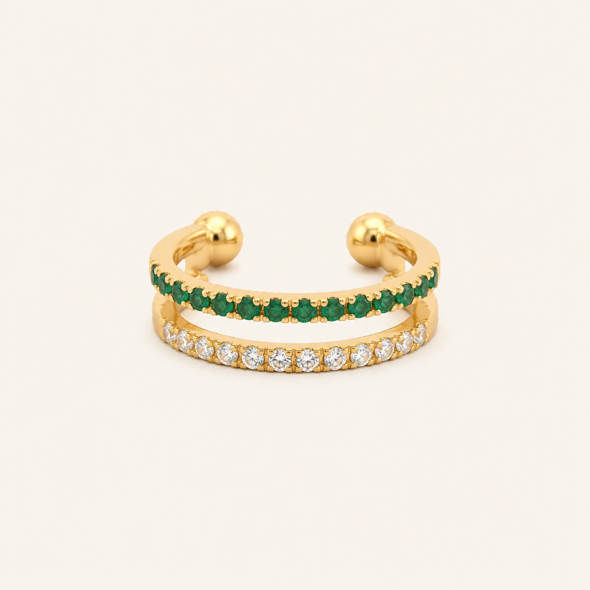 Dena Emerald White Sapphire Ear Cuff - Psylish