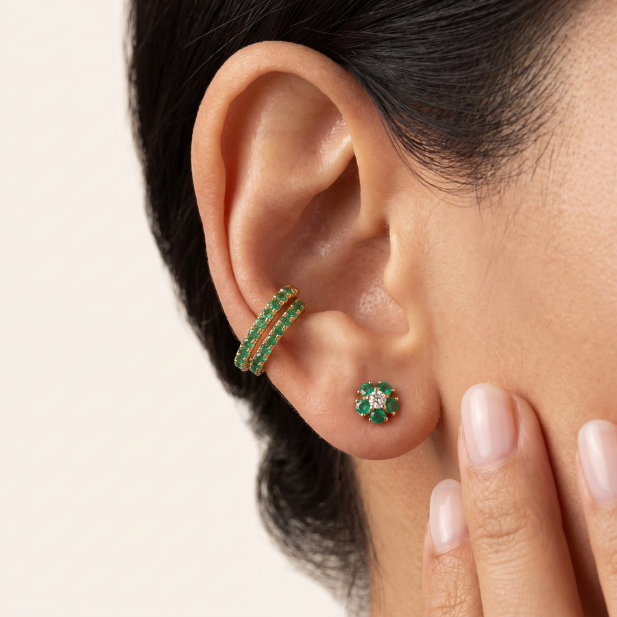 Dia Natural Zambian Emerald Ear Cuff Small and Big
