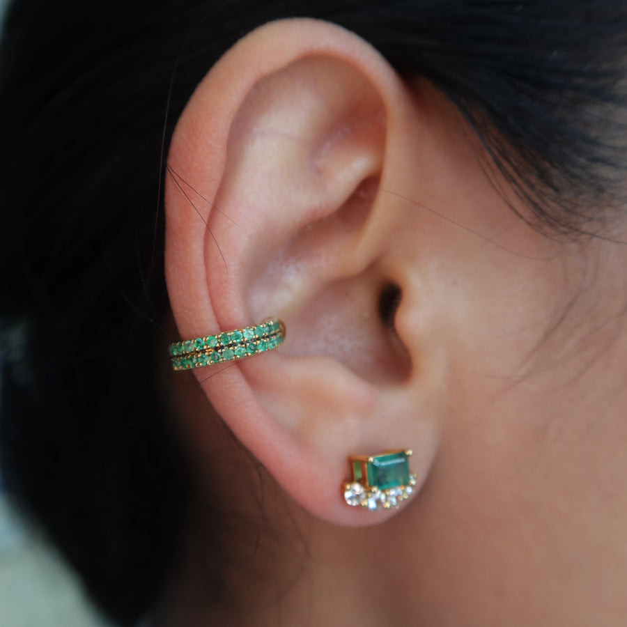 Dia Double Emerald Ear Cuff - Psylish