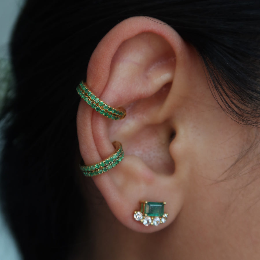 Dia Double Emerald Ear Cuff - Psylish
