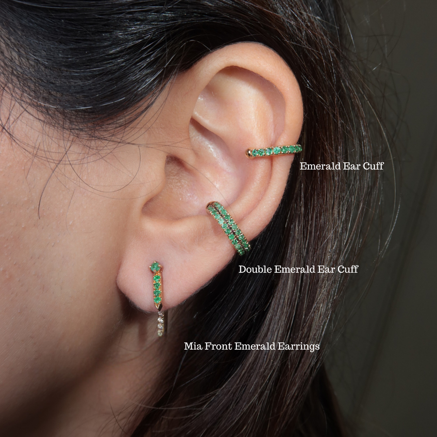 Double Emerald Ear Cuff - Psylish