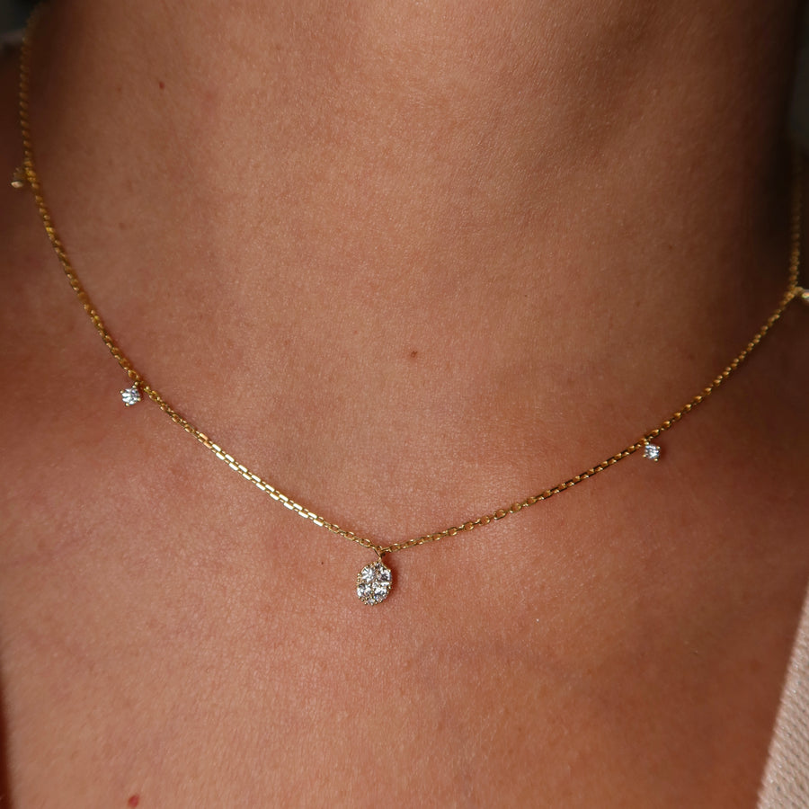 Oval Drops Diamond Necklace - Psylish