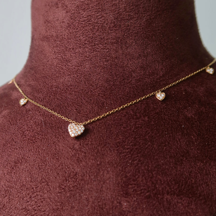 Five Petit Hearts Diamond Necklace - Psylish
