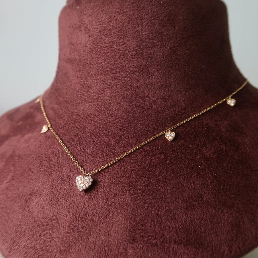 Five Petit Hearts Diamond Necklace - Psylish