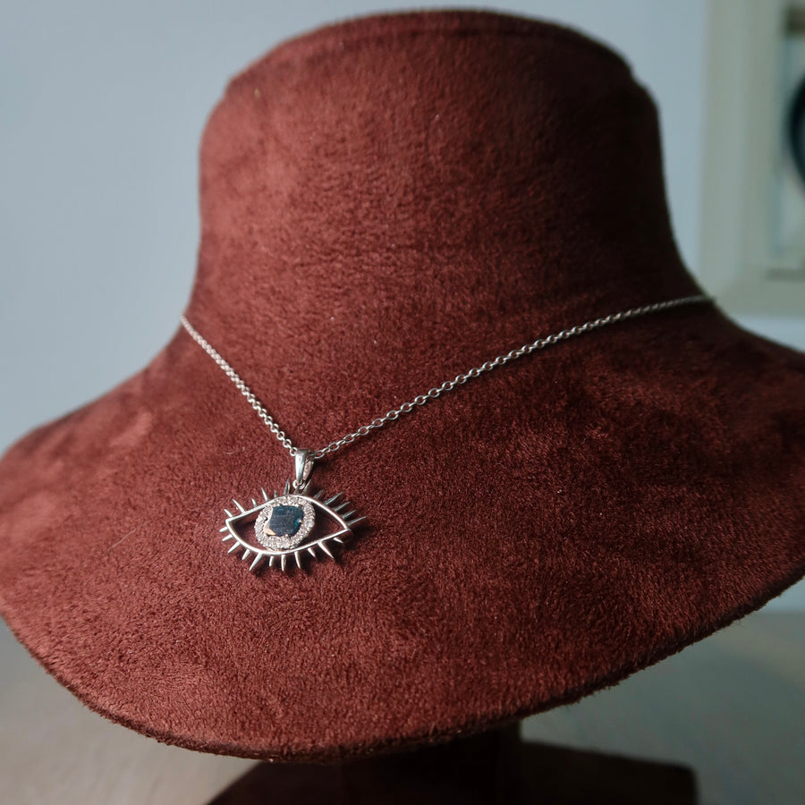 Tichi 'Evil Eye' Blue Slice Diamond Necklace - Psylish