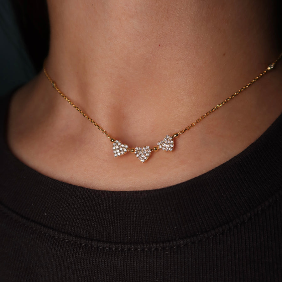 Heart Trio Diamond Necklace - Psylish