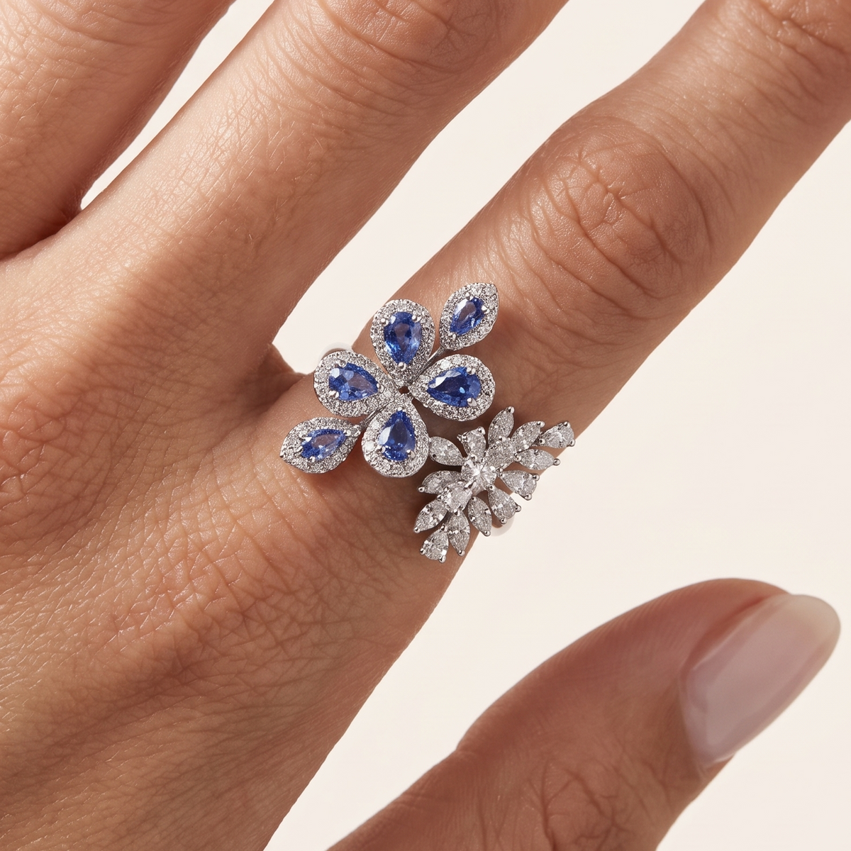 Elara Tanzanite White Gold Diamond Ring