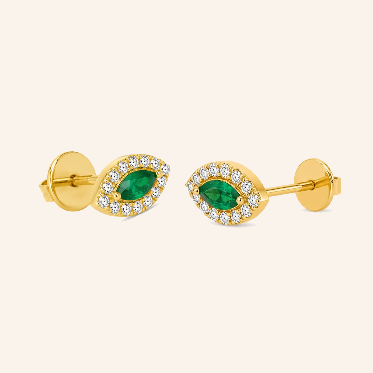Esmé Emerald Diamond Stud Earrings - Psylish