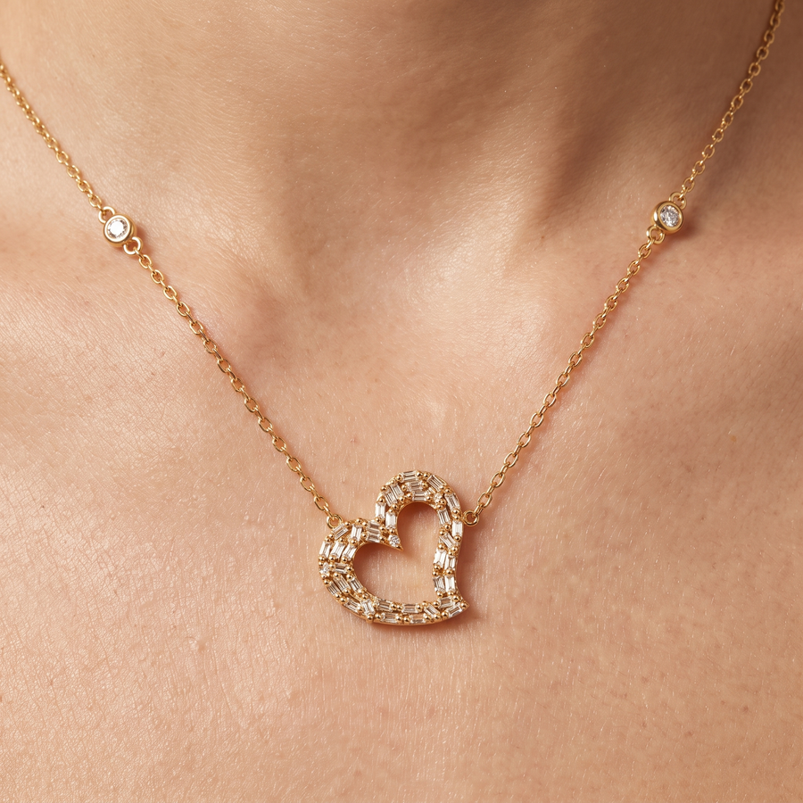 Emma Heart Diamond Yellow Gold Necklace