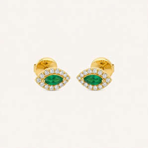 Esmé Emerald Diamond Stud Earrings - Psylish