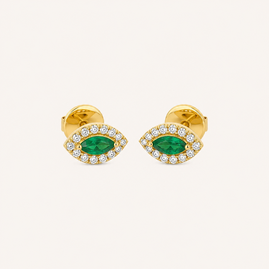 Esmé Emerald Diamond Stud Earrings - Psylish