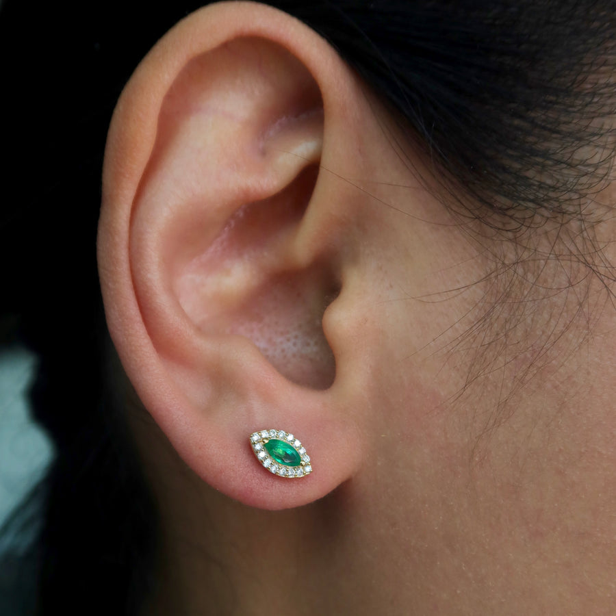 Esmé Emerald Diamond Stud Earrings - Psylish