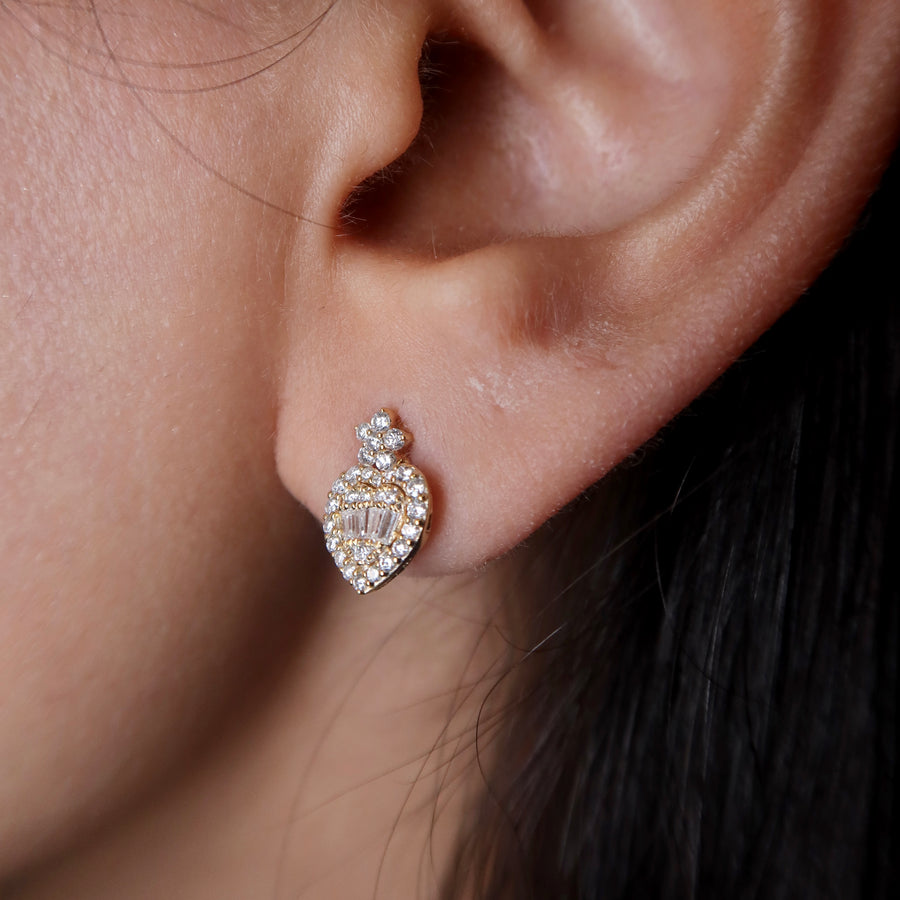 Heart Drop Diamond Earrings