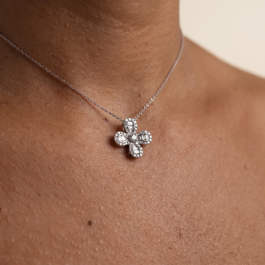 Fiorel White Gold Necklace Side Angle