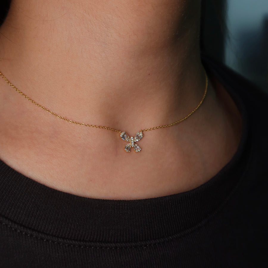 Fiori Butterfly Diamond Necklace - Psylish