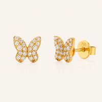 Flutter Pave Diamond Stud Earrings