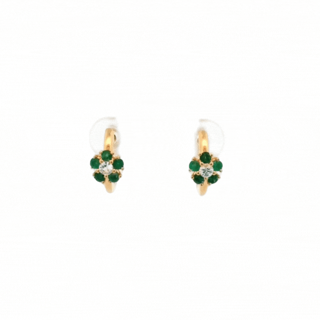 Blossom Emerald Huggie Petite Earrings