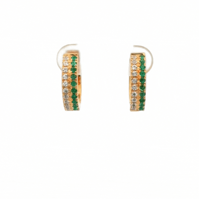 Rey Emerald White Sapphire Huggies - Psylish