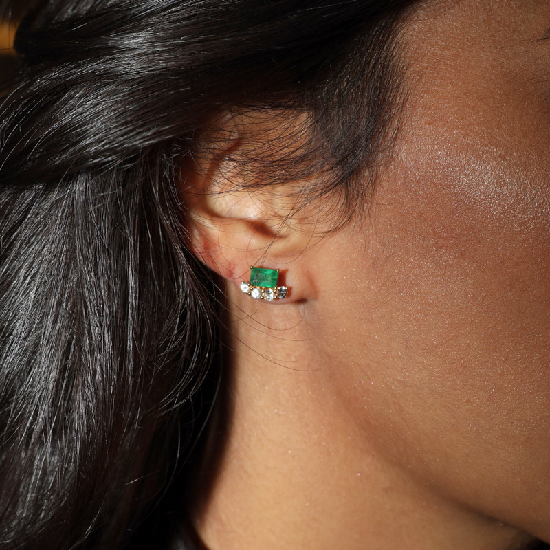 Elara Emerald Stud Earrings
