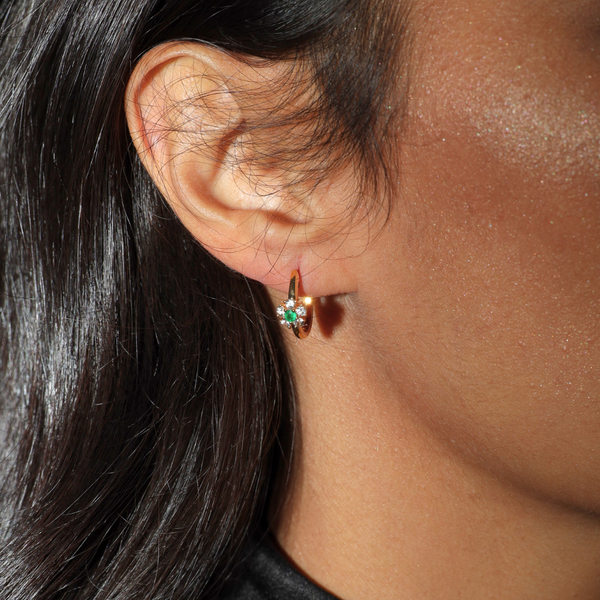 Blossom Deux Emerald Huggie Earrings
