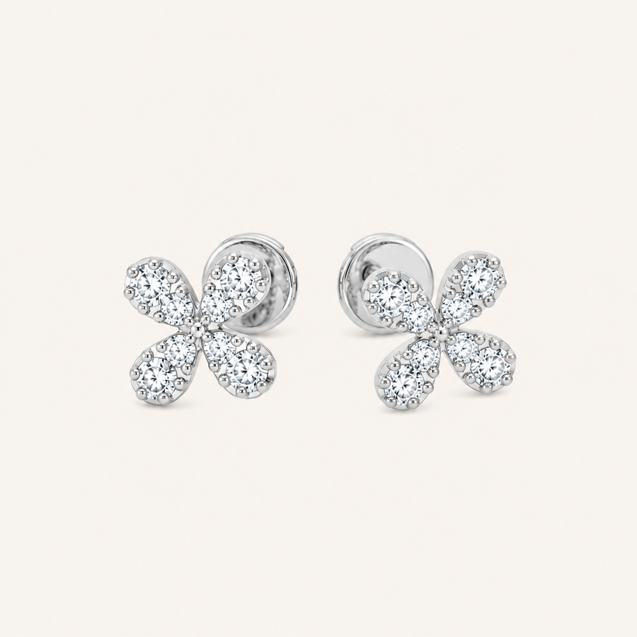 Freya Fleur Diamond Stud Earrings - Psylish