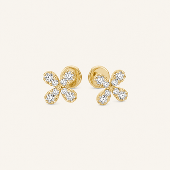 Freya Fleur Diamond Stud Earrings - Psylish