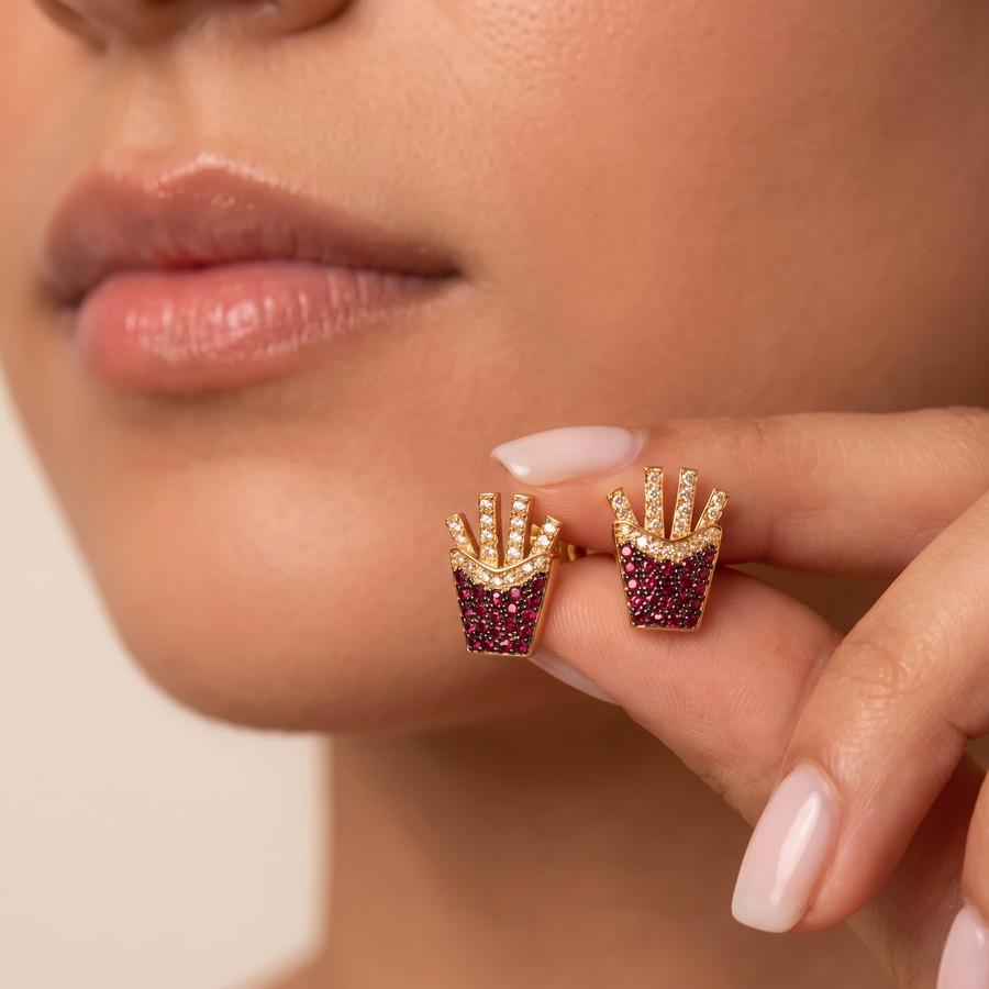 Fries Natural Garnet Stud Earrings