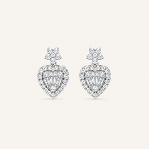 Heart Drop Diamond Earrings - Psylish